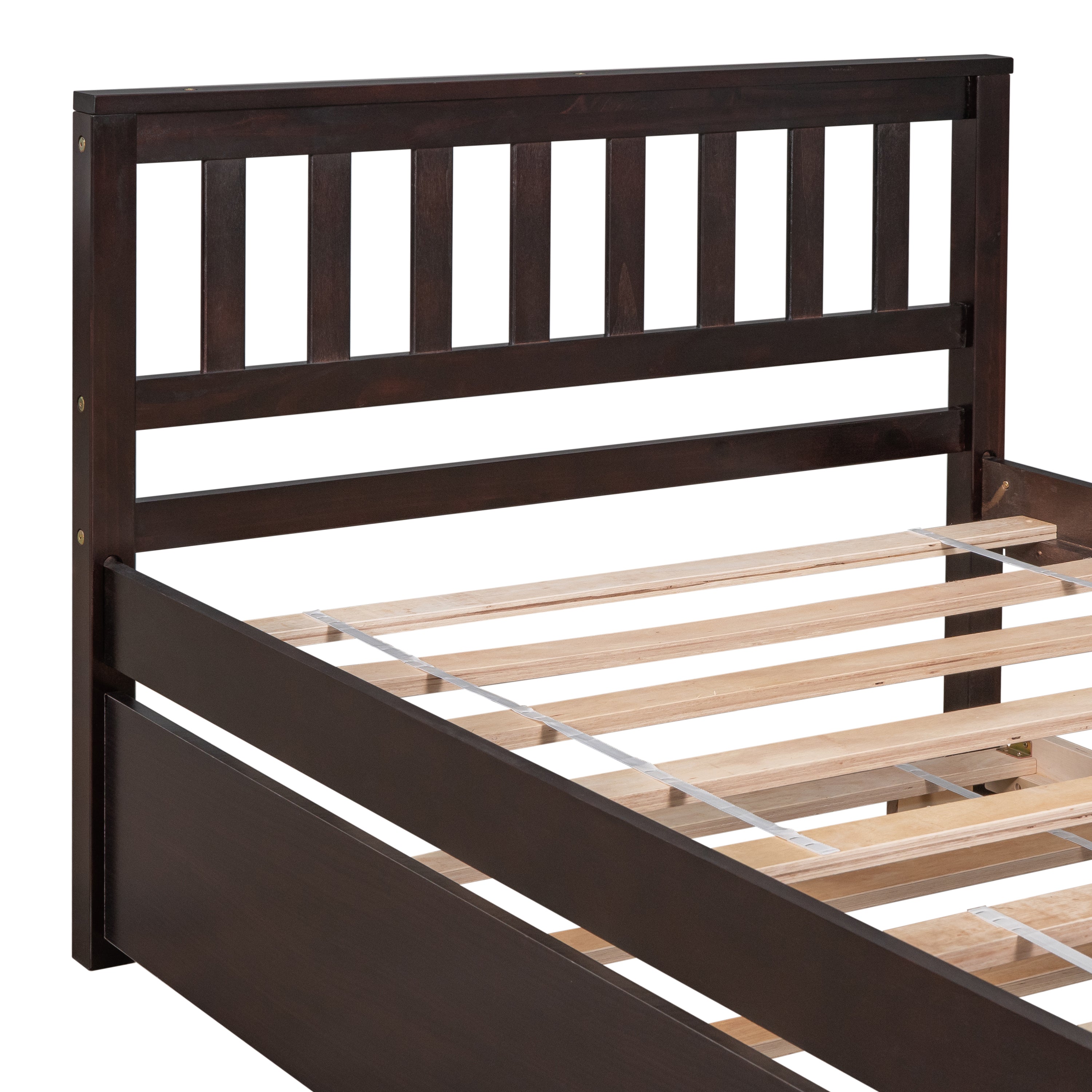 Twin Bed with Trundle, Platform Bed Frame with Headboard and Footboard, for Bedroom Small Living Space,No Box Spring Needed,Espresso(Old SKU:W50440557) - Atlantic Fine Furniture Melbourne FL