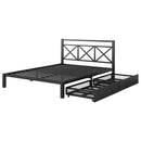 Metal Platform Bed with 2 Drawers, Queen (Black)