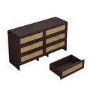 Modern Arc Shaped Corner Rattan Cabinet With 6 Drawers