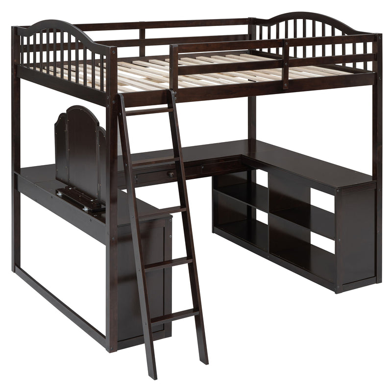 Loft Bed With Drawers, Cabinet, Shelves With Desk