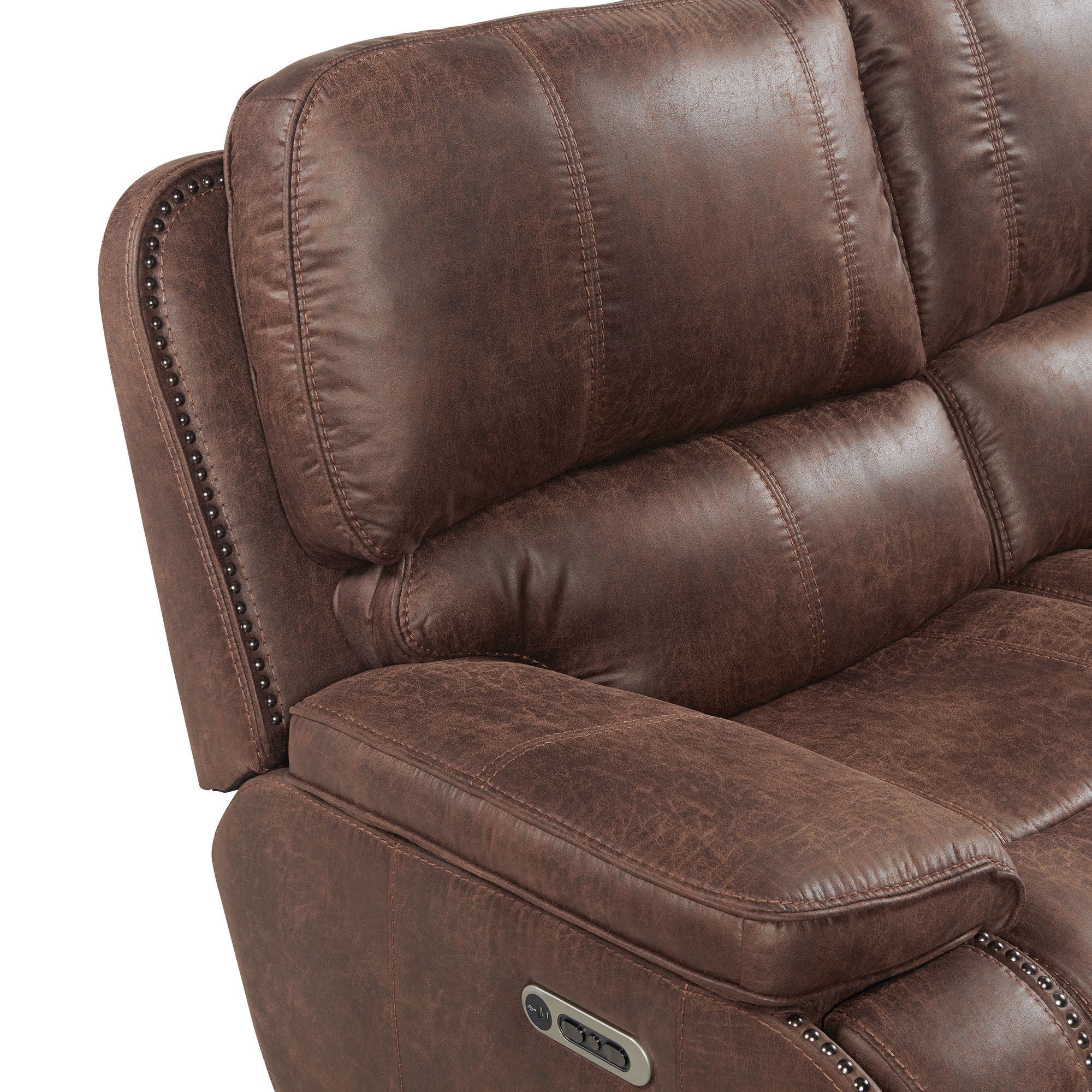 Atlantis - Power Motion Sofa With Power Motion Head Recliner - Heritage Brown