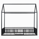 Metal House Bed With Fence And Door