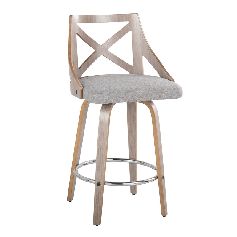 Charlotte - Farmhouse Fixed Height Counter Stool With Swivel With Round Footrest (Set of 2)