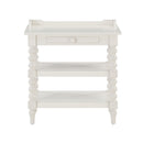 Aria - Nightstand With Styling, 2 Shelves, Pull Out Tray, Spool Turned Legs - Antique White