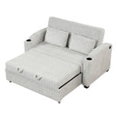 Pull Out Loveseat Sofa With Adjsutable Backrest, 2 Pillows, Cup Holders, USB Ports For Living Room