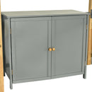 Full Size Wood Loft Bed With Built-in Storage Cabinet and Cubes, Foldable desk, Gray