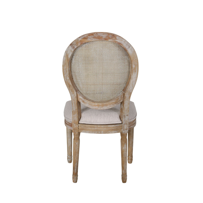 Elegant Dining Chair Set With Cane And Fabric Upholstery