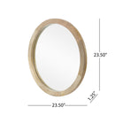 Mango Wood Round Mirror With Glass Surface - Natural
