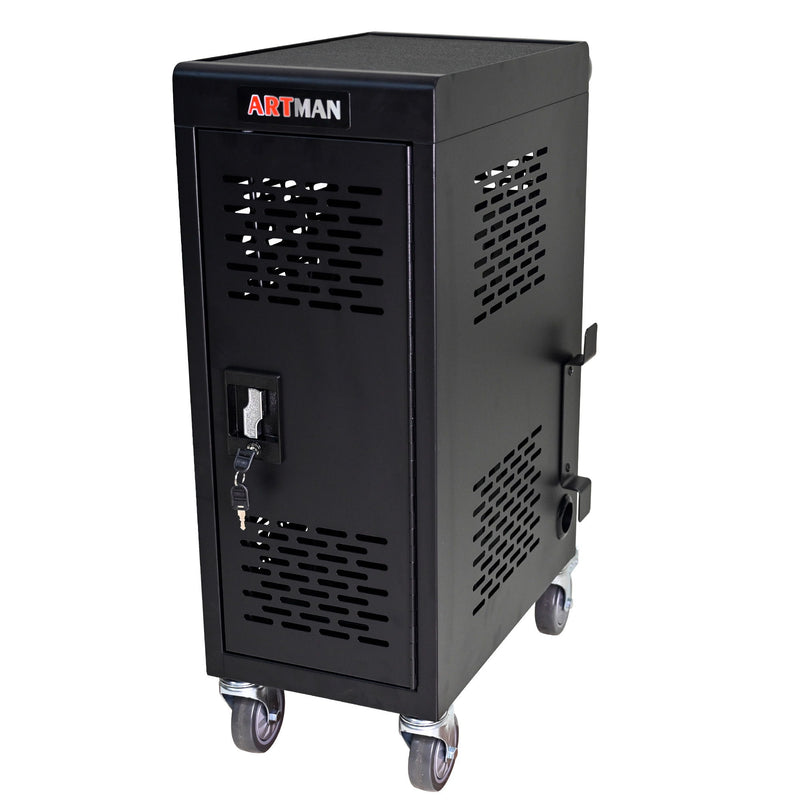 16 Bay Mobile School Charging Cart Station For Chromebook, Tablet And Laptop Computer With Power Strip Included