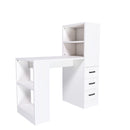 Computer Desk With 4 In 1 Socket & 3 Drawers, 4 Tier Shelves
