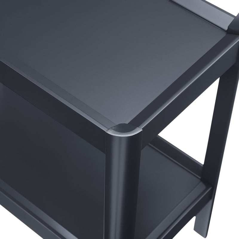 Yonda - Nightstand With 2 Shelves, Poplar And Construction, Design For Bedroom Storage - Black