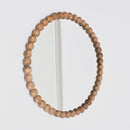 Decorative Round Hanging Wall Mirror With Bead Design Frame - Natural