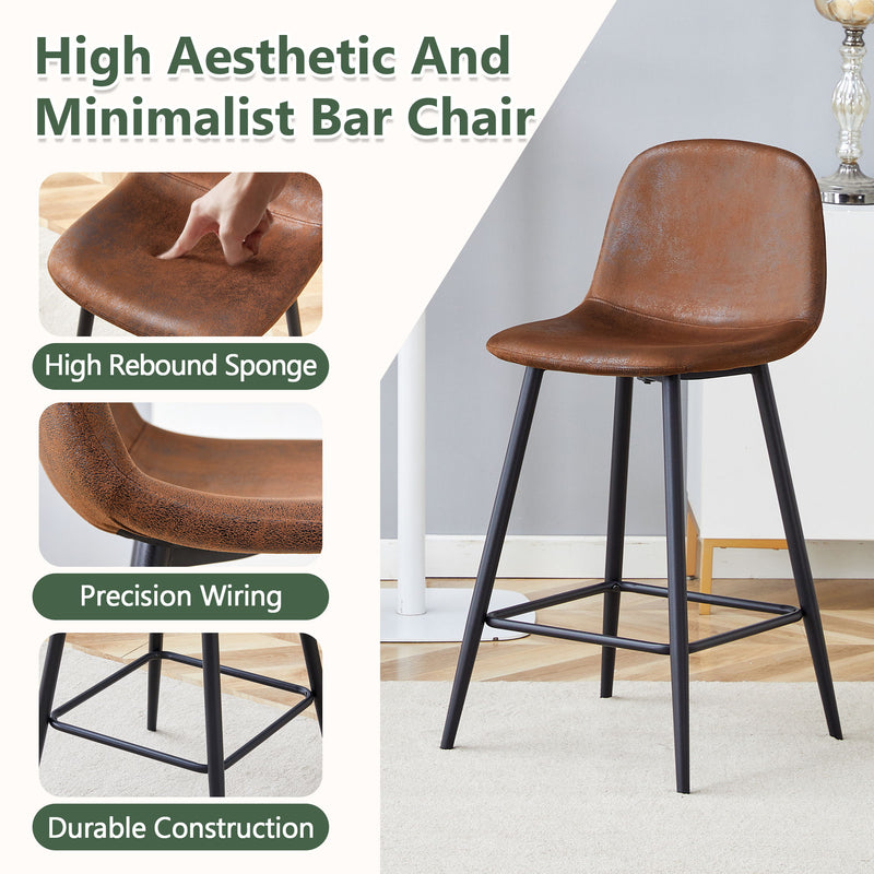 Modern Black Pu Bar Chair Rounded Backrest (Set of 2)