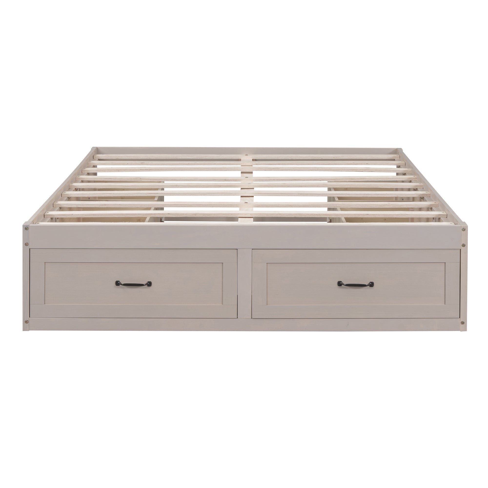 Full Size Platform Bed with 6 Storage Drawers,Antique White - Atlantic Fine Furniture Melbourne FL