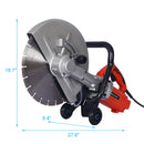 Electric 14" Cut Off Saw Wet / Dry Concrete Saw Cutter With Guide Roller And Water Line Attachment, 3000W - Black / Silver