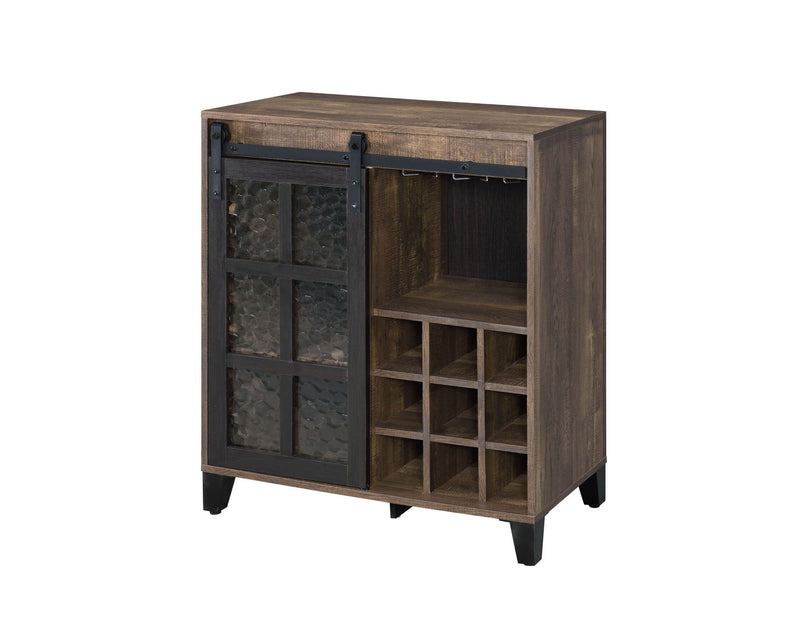 Treju Obscure - Glass, Rustic Wine Cabinet - Black / Oak