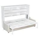 Murphy Cabinet Bed With Folding Sofa, Built In Storage Shelves And LED Light