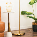 Zenith - Offset Base Floor Lamp With Drumshaped Linen Shade - Gold / White