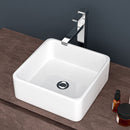 Elegant European Style Ceramic Square Vessel Bathroom Sink - White