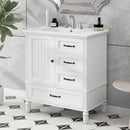 30" Bathroom Vanity With Sink, 3 Drawers, Adjustable Feet