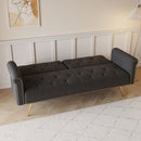 Luxurious Velvet Sofa Bed With Nail Head Trim And Matching Pillow