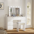 Large Vanity Tables With Mirror And Light - Matte White