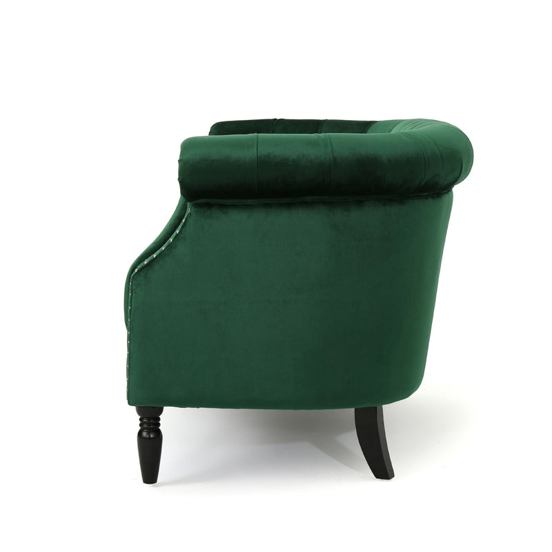 Antique Chesterfield Style Loveseat With Button Tufting