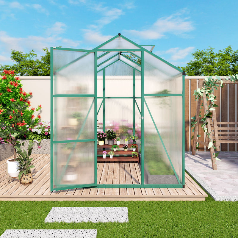 Polycarbonate Walk-In Greenhouse, Raised Base For Outdoor In All Season