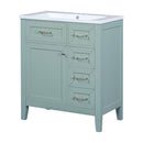 30" Bathroom Vanity With Sink Combo, Bathroom Cabinet With Drawers - Green