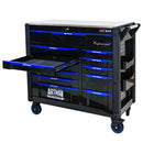 12 Layer Drawer Multi Purpose Tool Cart With Wheels And Iron Top - Black / Blue