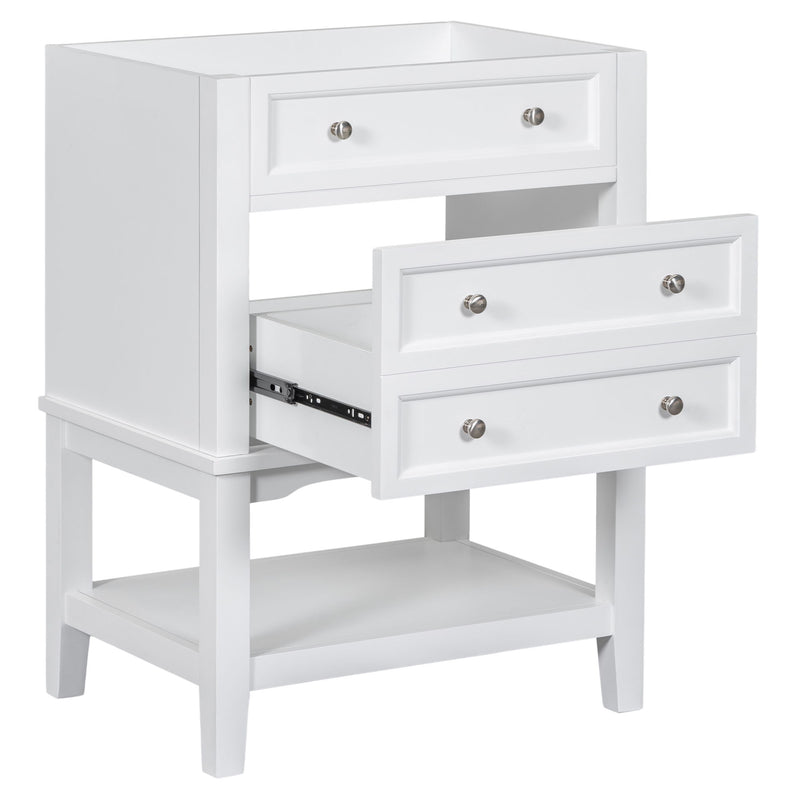 24" Bathroom Vanity Without Sink, Base Only, Storage Cabinet With Drawer And Open Shelf - White