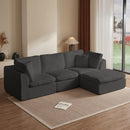Cloud Sectional Couch, Convertible With Ottoman, 3 Seater Modular Design