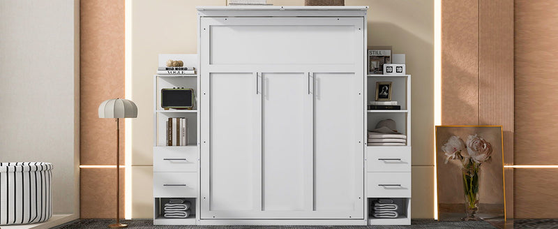 Murphy Wall Bed With Shelves, Drawers And LED Lights