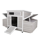 Large Chicken Coop Outdoor Hen House With 2 Sides Nesting Boxes - Gray / White Matte