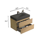 Alice - Natural Oak Bathroom Vanity With Sink, Large Storage Wall Mounted Floating Bathroom Vanity For Modern Bathroom, One-Piece Black Sink Basin Without Drain