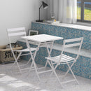 3 Piece Patio Bistro Set Of Foldable Square Table And Chairs