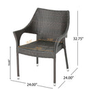 Rattan Dining Chair With Wicker Stacking - Brown
