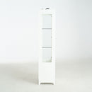 Modern Upholstered Glass Display Cabinet With Adjustable LED Light - White