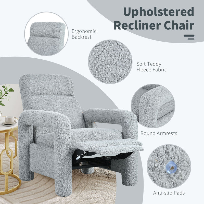 Push Back Recliner Armchair Upholstered Recliner Chair Single Sofa With Adjustable Backrest