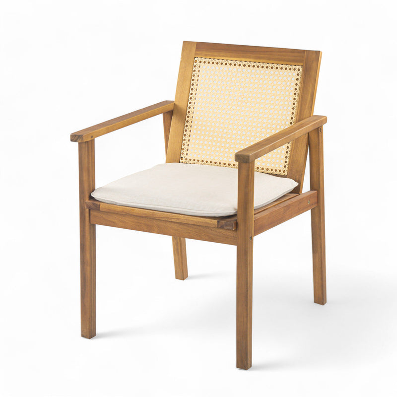 Preston - Outdoor Patio 7 Pieces Dining Set With Chairs And Cushions - Teak / Beige