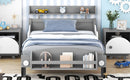 Twin Size Car-Shaped Platform Bed,Twin Bed with Storage Shelf for Bedroom,Gray