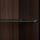 Modern Minimalist Tall Lighted Display Cabinet With Tempered Glass Door - Black / Dark Walnut