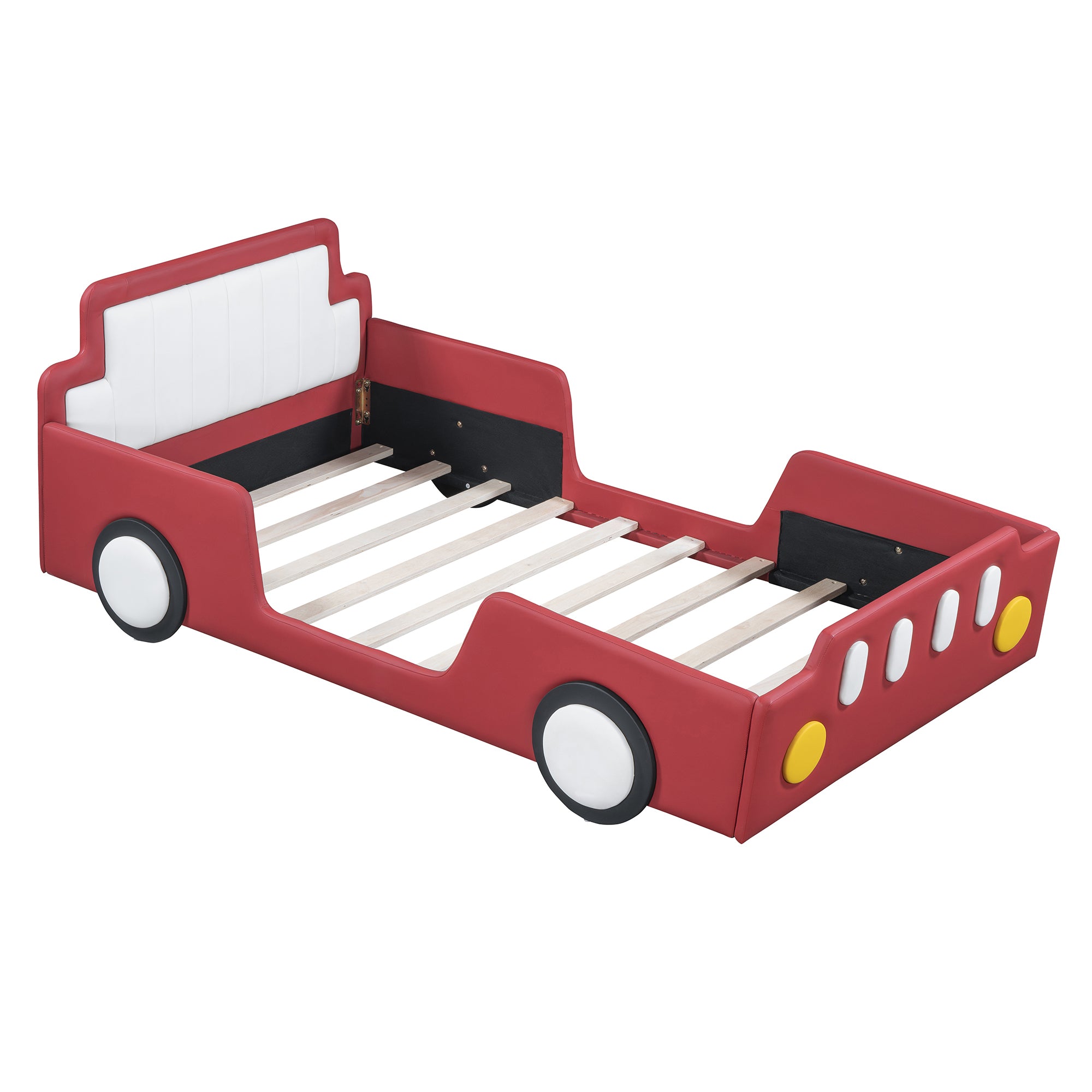 Twin Size Race Car-Shaped Platform Bed with Wheels,Red - Atlantic Fine Furniture Melbourne FL