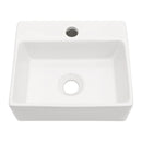 Ceramic Rectangle Wall Mount Bathroom Sink With Single Faucet Hole