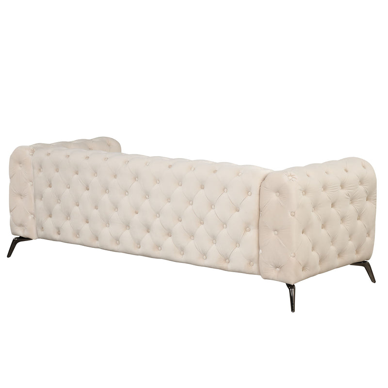 Velvet Upholstered Sofa With Sturdy Metal Legs, Modern Sofa Couch With Button Tufted Back, 3 Seater Sofa Couch For Living Room, Apartment, Home Office