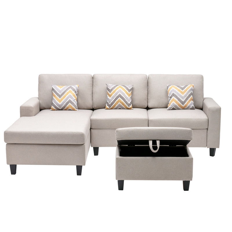 Nolan - 4 Piece Reversible Sectional Sofa Chaise With Interchangeable Legs