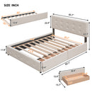 Upholstered Platform Bed With Classic Headboard And Drawers, No Box Spring Needed