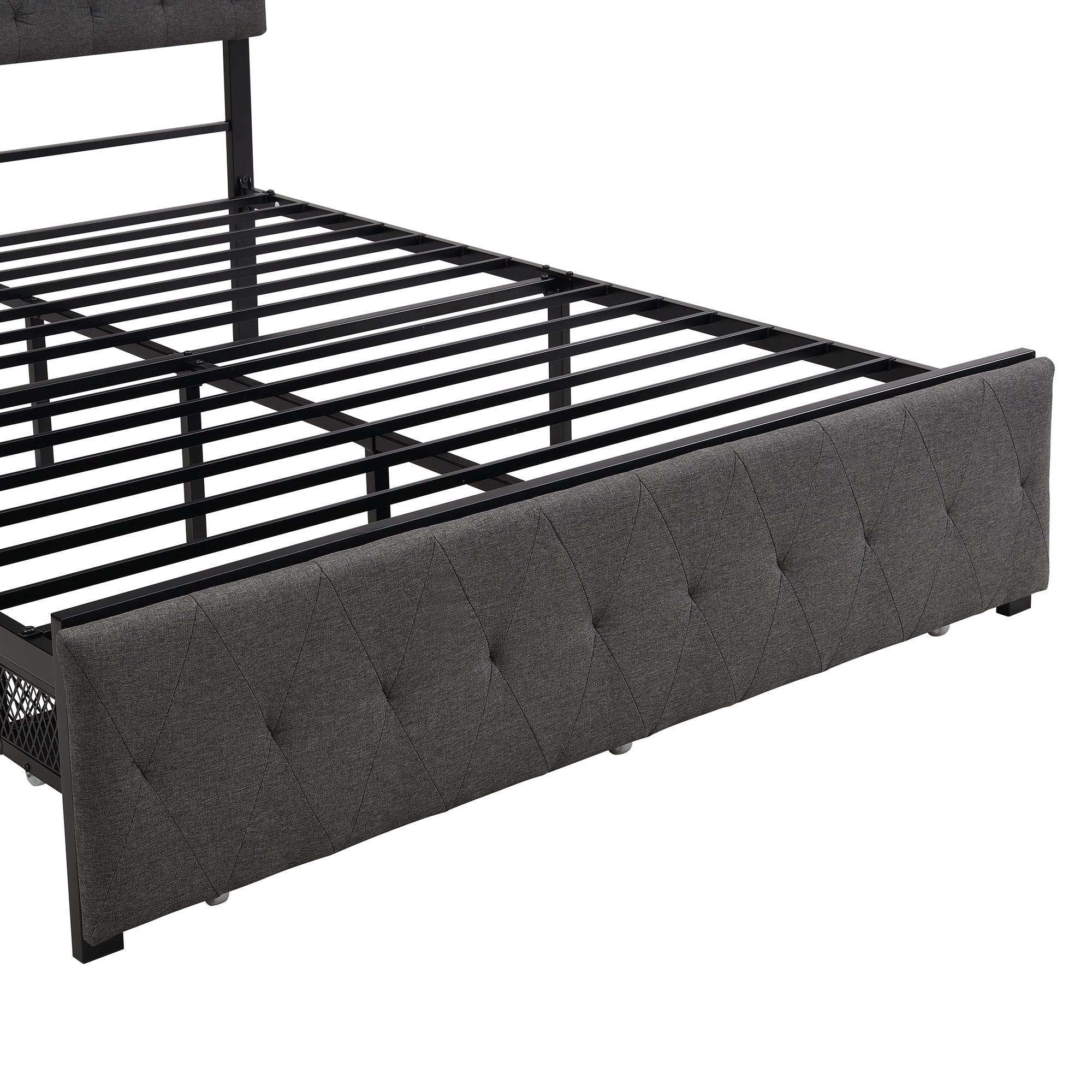 Queen Size Storage Bed Metal Platform Bed with a Big Drawer - Gray - Atlantic Fine Furniture Melbourne FL