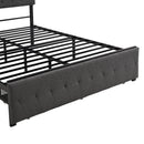 Queen Size Storage Bed Metal Platform Bed with a Big Drawer - Gray