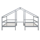Double Twin Size Triangular House Beds with Built-in Table,Gray(Old SKU: WF286895AAE)
